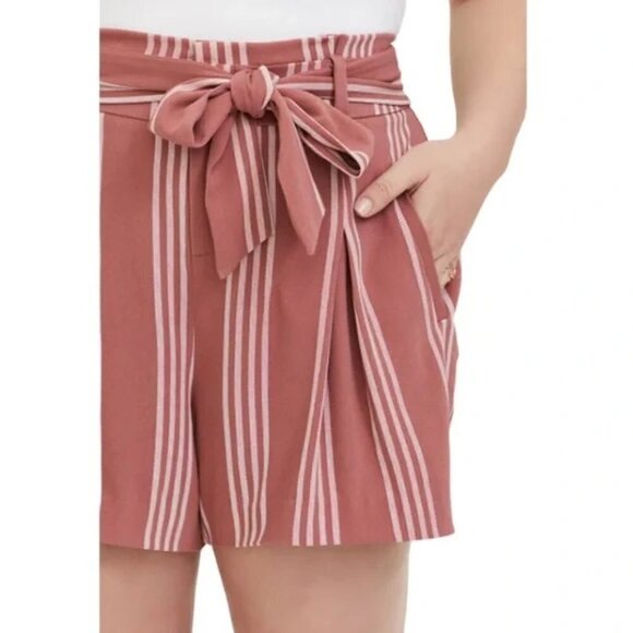 Torrid Self Tie Mid Short Stripe Dusty Rose Polyester NWT‎ Women's Size 20 - Picture 3 of 10